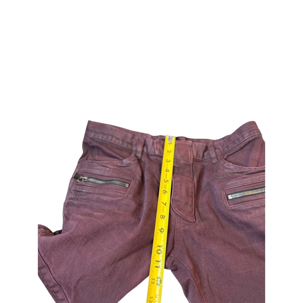 Balmain Paris Men's Denim Biker Moto Jeans‎ Burgundy Size 32x30 - Picture 12 of 14